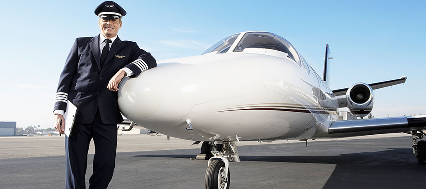 Pilot with airplane