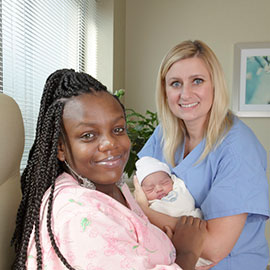 Nicole Jackson said the healthcare professionals at the Family Birthing Center of St. Catherine Hospital 'make you feel at home and at ease during a very stressful time'."